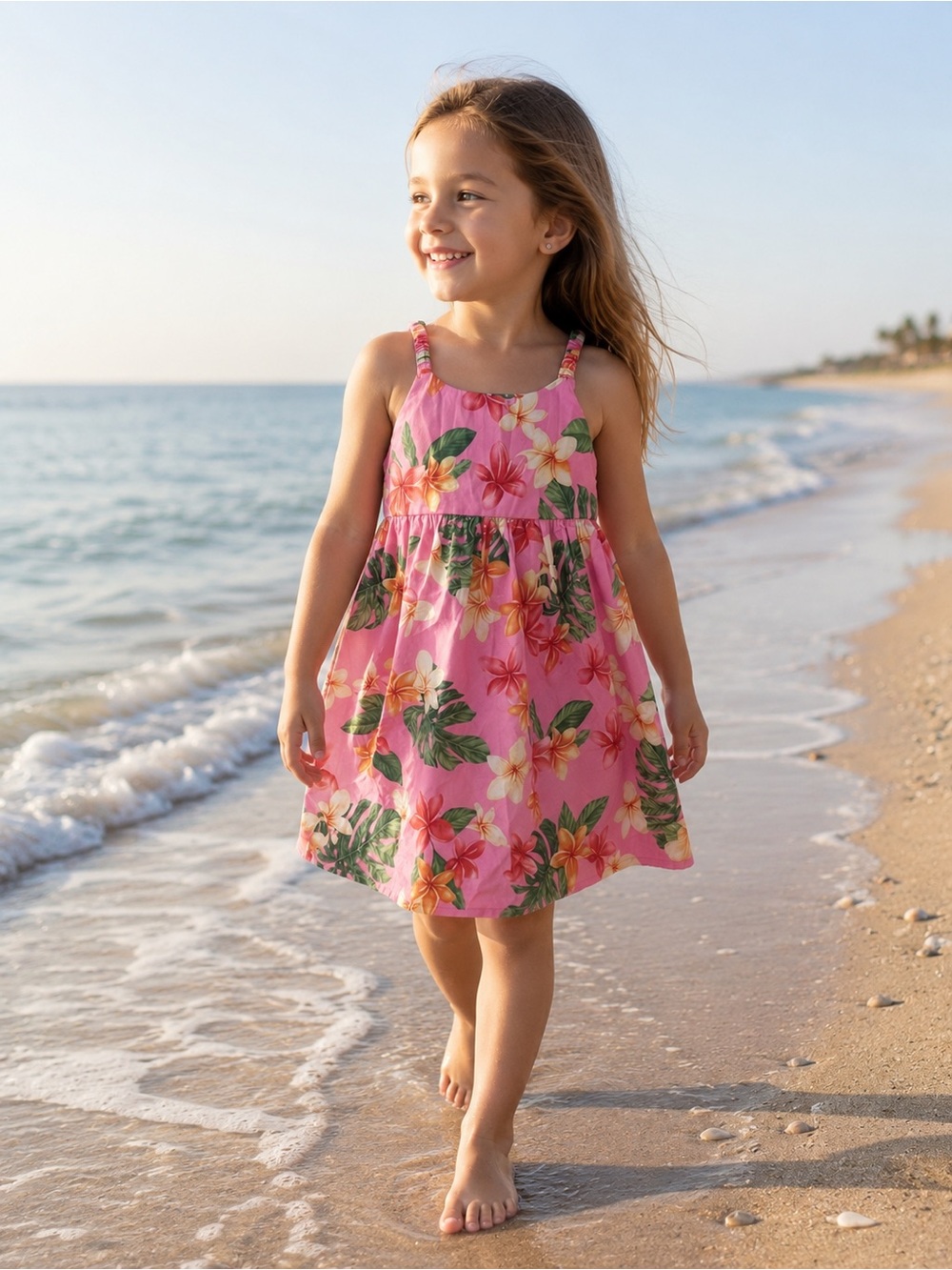 RJC Pink Tropical Floral Dress 100% cotton